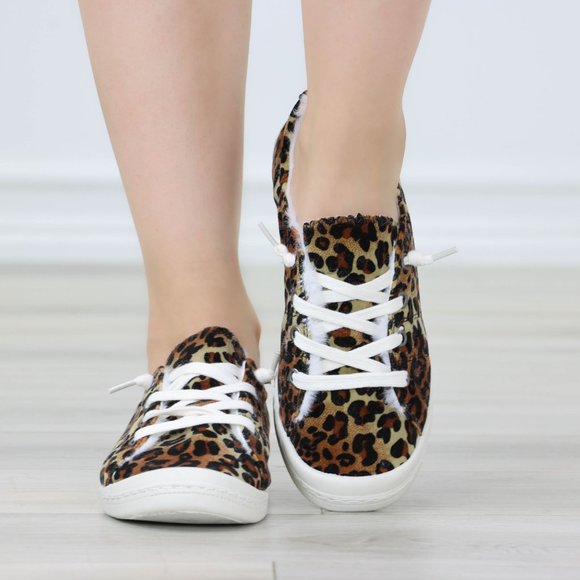 Leopard Women's Flat Sneakers Suede Lace Up Round Toe Warm Knit Lining - Picture 2 of 13
